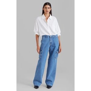 The Frankie Shop Kai Cargo Denim Jeans Pants - Blue Denim XS